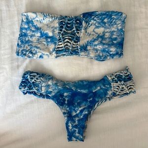 MIKOH tie dye blue bikini - size small